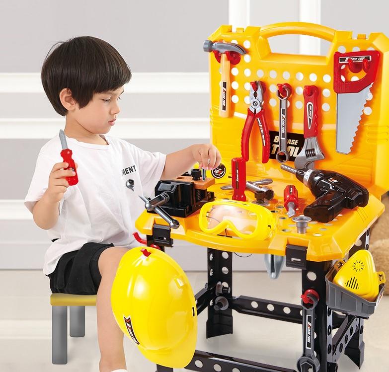 Kids Power Tool Bench Construction Set with Tools and Electric Drill