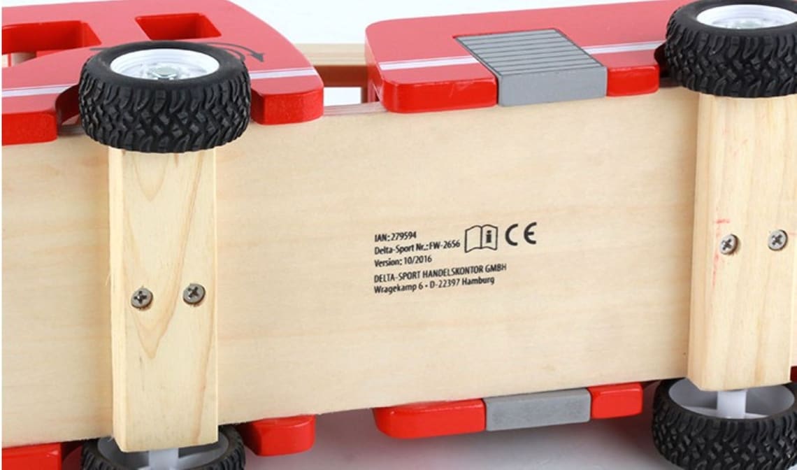 Fire Truck wooden with ladder and firemen