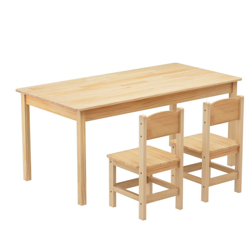 Keezi Kids Table 1 and 2 Chairs Set (Pinewood)