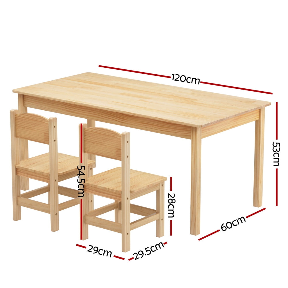 Keezi Kids Table 1 and 2 Chairs Set (Pinewood)