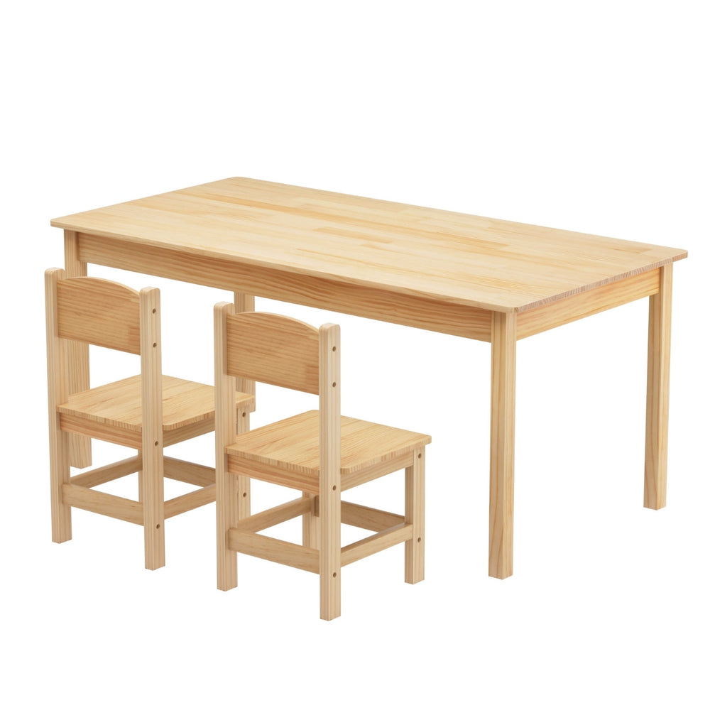 Keezi Kids Table 1 and 2 Chairs Set (Pinewood)