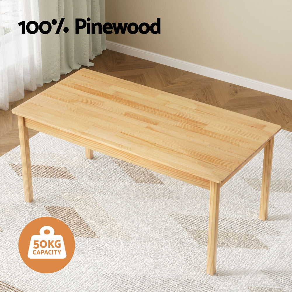 Keezi Kids Table 1 and 2 Chairs Set (Pinewood)