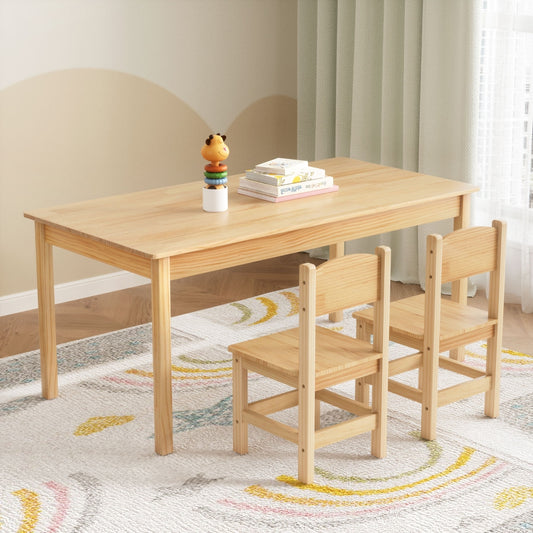 Keezi Kids Table 1 and 2 Chairs Set (Pinewood)
