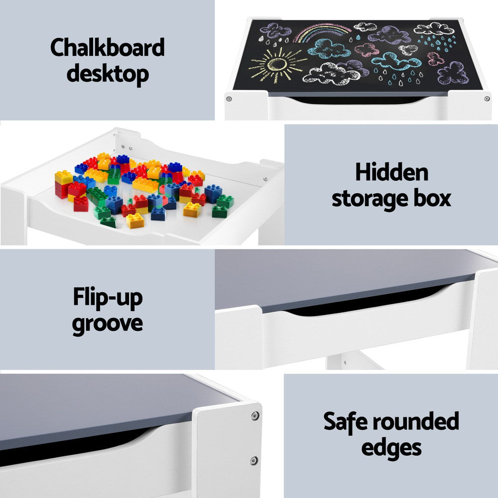 Keezi Kids Table and Chairs Set Play Activity Toys Storage