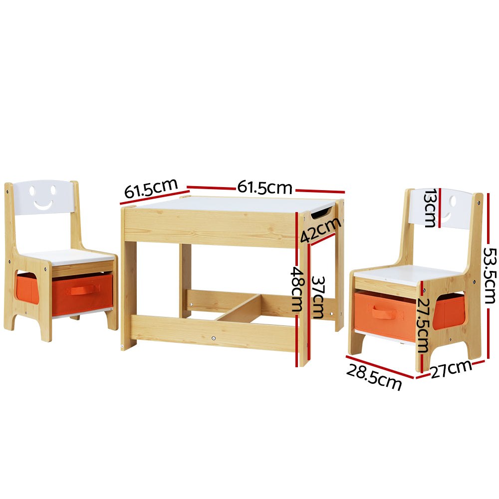 Keezi 3 Piece Kids Table and Chairs Set Activity Desk Chalkboard