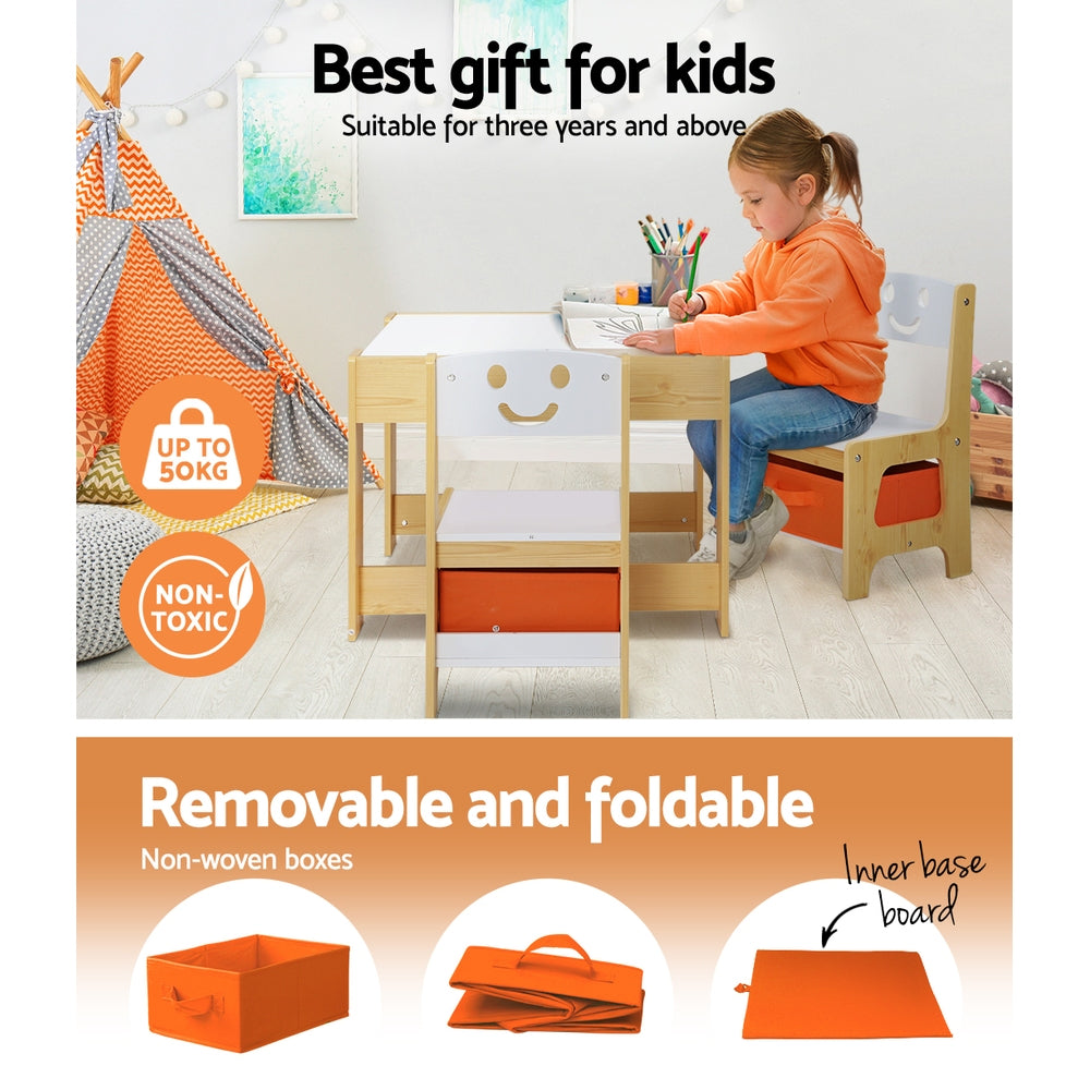 Keezi 3 Piece Kids Table and Chairs Set Activity Desk Chalkboard