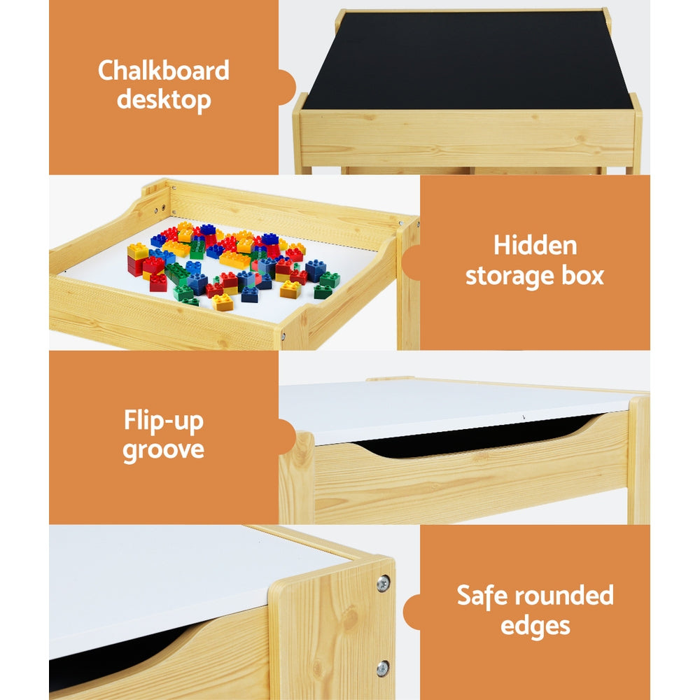 Keezi 3 Piece Kids Table and Chairs Set Activity Desk Chalkboard