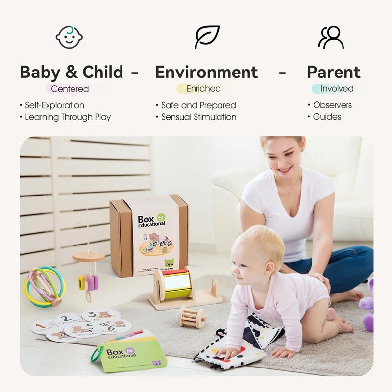 Montessori Baby Toy Set – Early Sensory Learning & Educational Wooden Gift Set (0–12 Months)