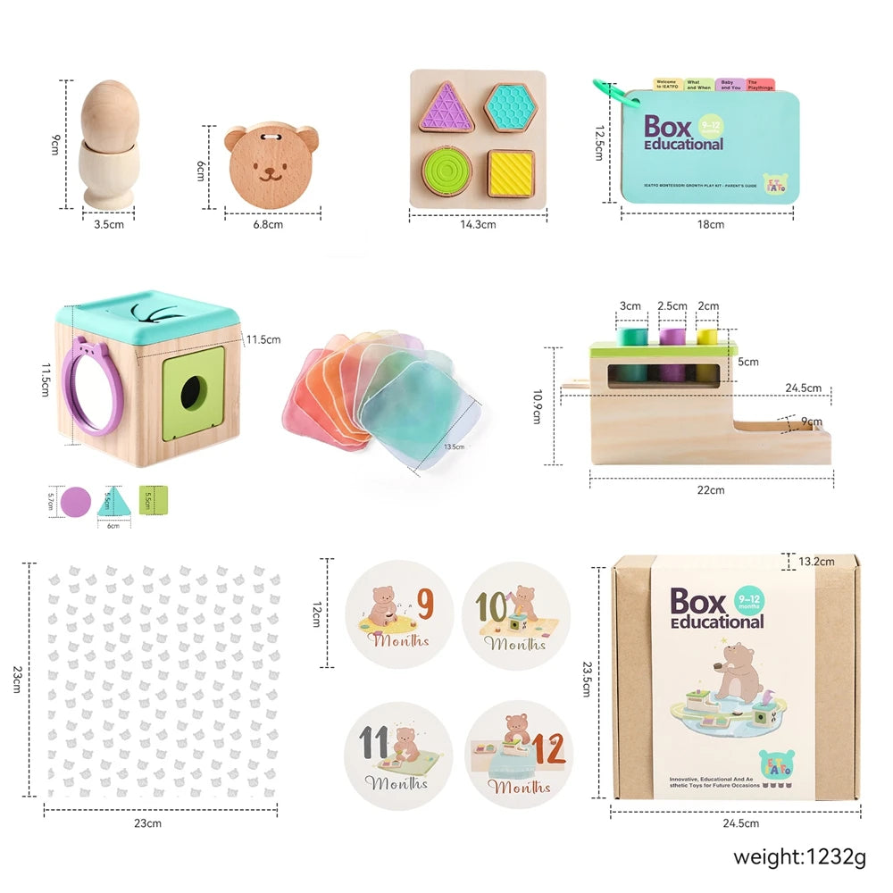 8-Piece Wooden Montessori Baby Toy Set (0–12 months)
