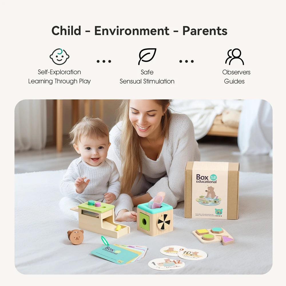 8-Piece Wooden Montessori Baby Toy Set (0–12 months)