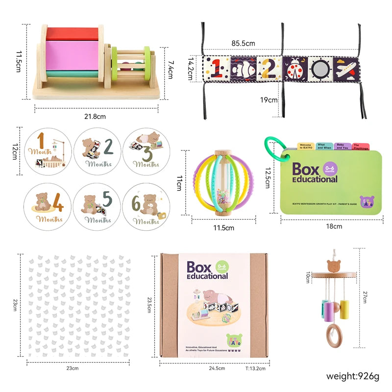 Montessori Baby Toy Set – Early Sensory Learning & Educational Wooden Gift Set (0–12 Months)