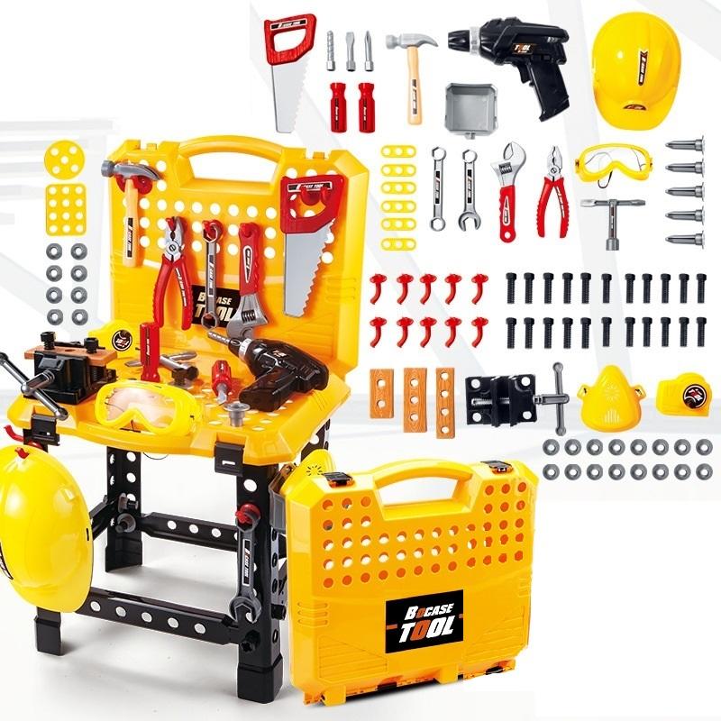 Kids Power Tool Bench Construction Set with Tools and Electric Drill