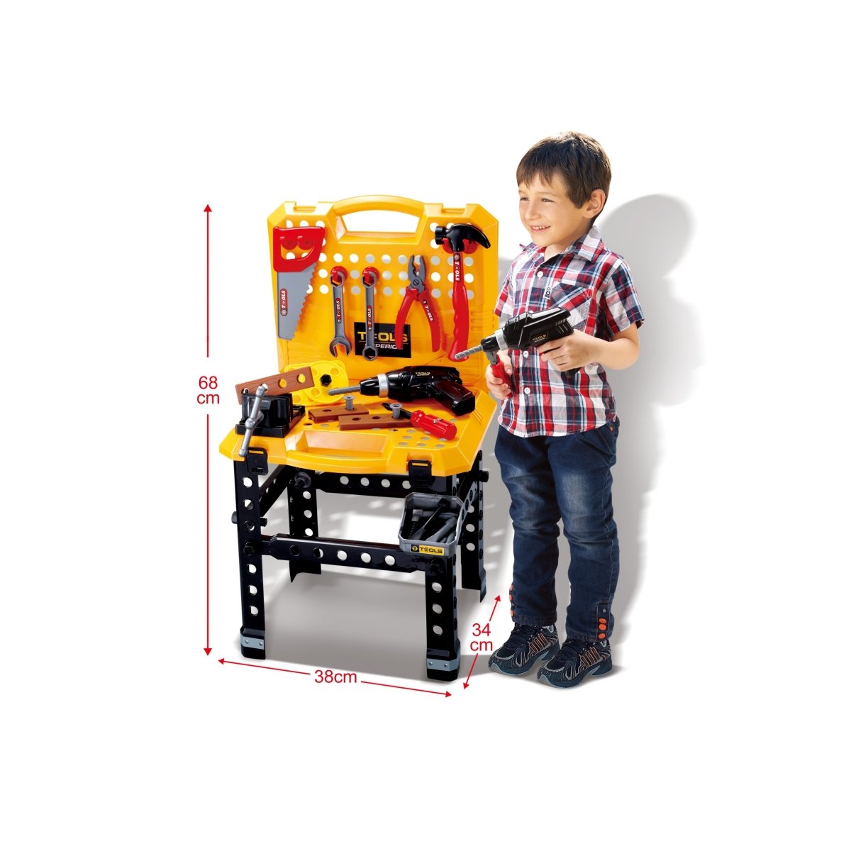 Kids Power Tool Bench Construction Set with Tools and Electric Drill