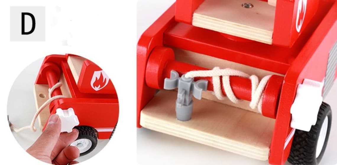 Fire Truck wooden with ladder and firemen