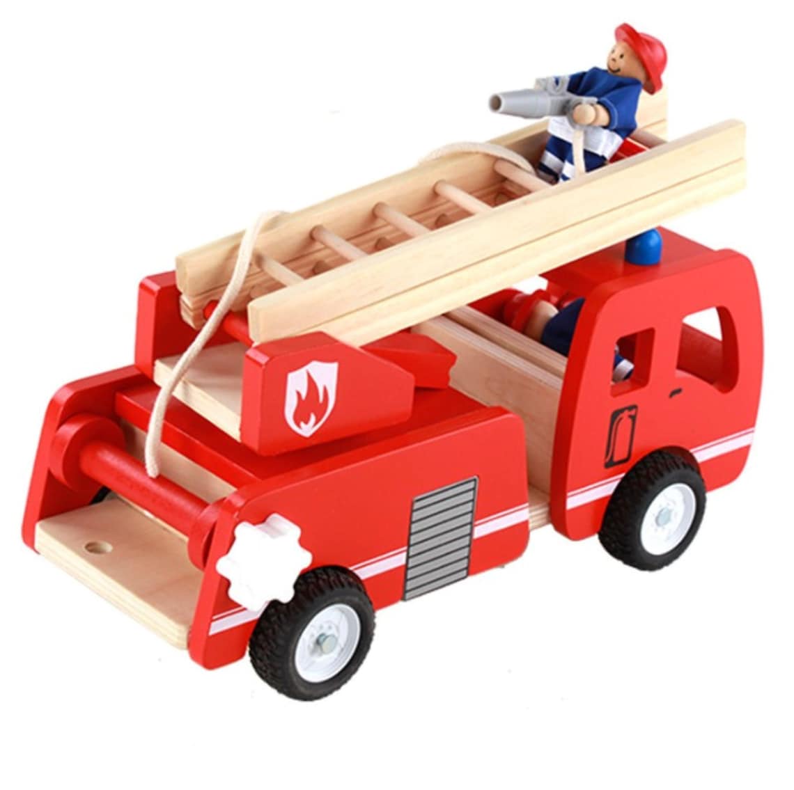 Fire Truck wooden with ladder and firemen
