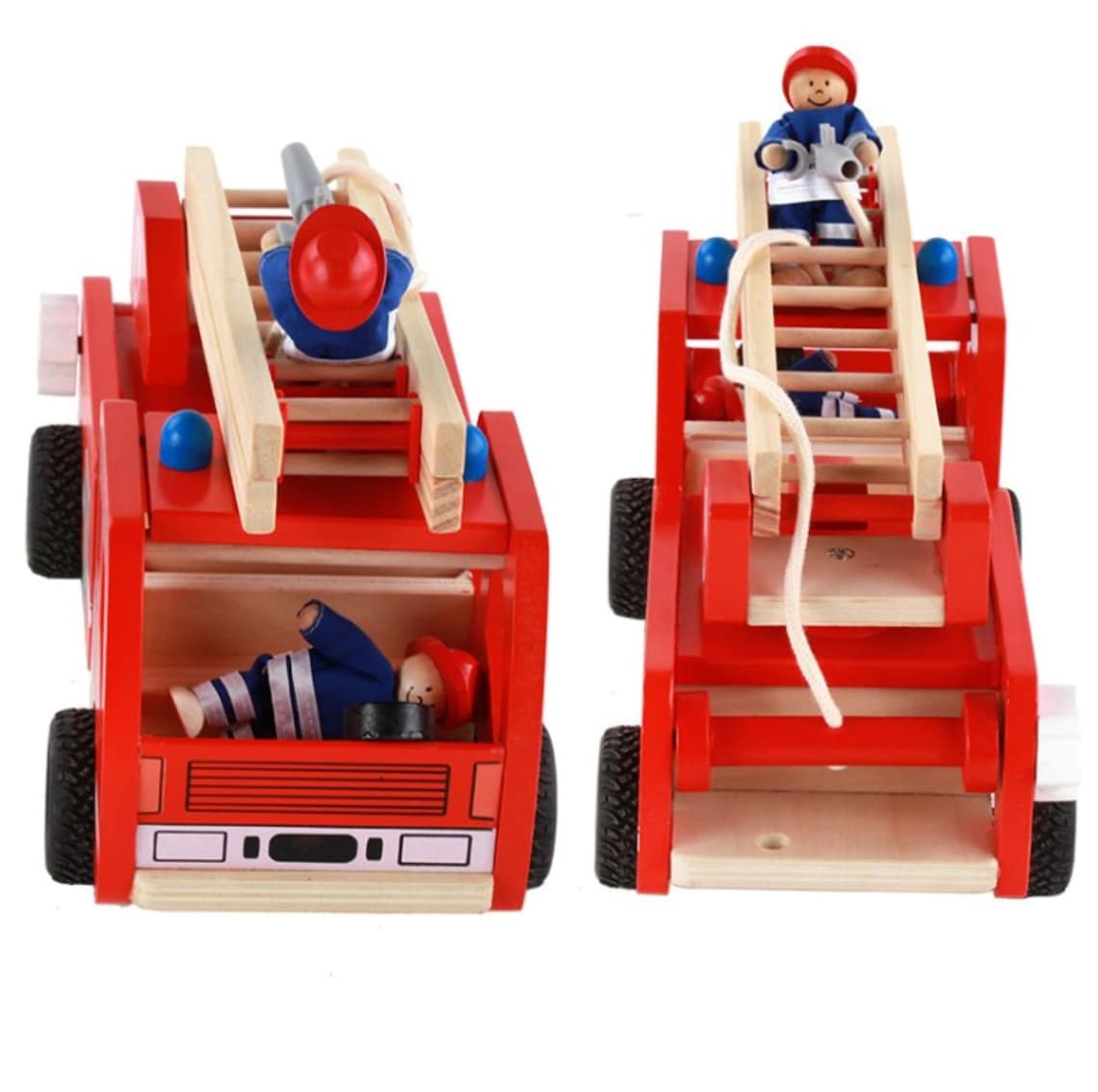 Fire Truck wooden with ladder and firemen