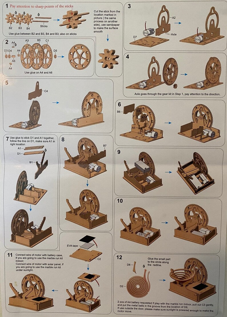 3D Wooden Marble Run Puzzle Craft Toy