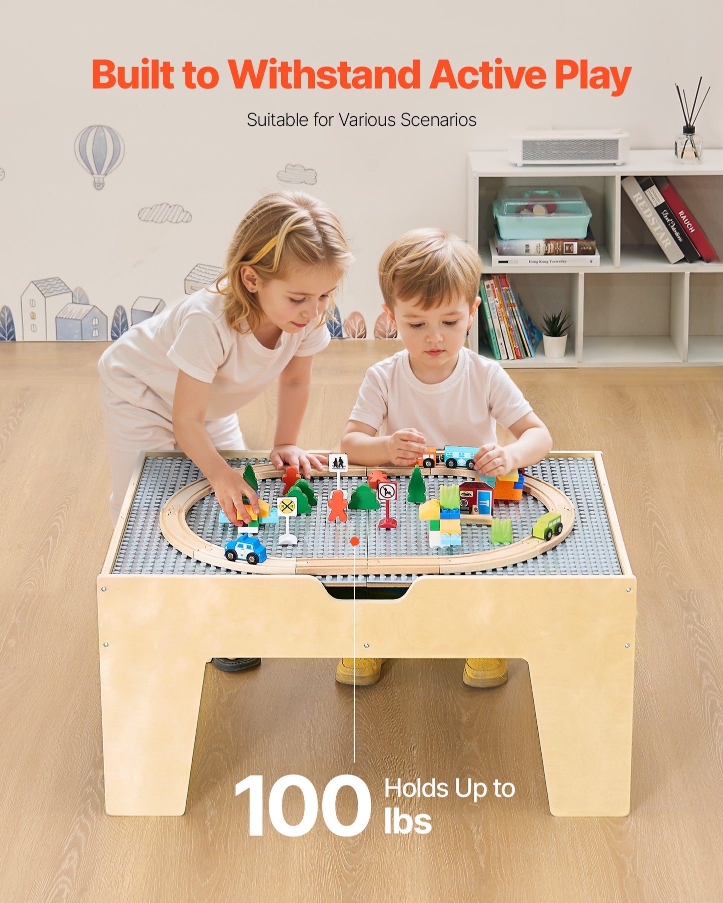 VEVOR Multi-Purpose Activity Play Table 290 Building Bricks & 30 Piece Accessories