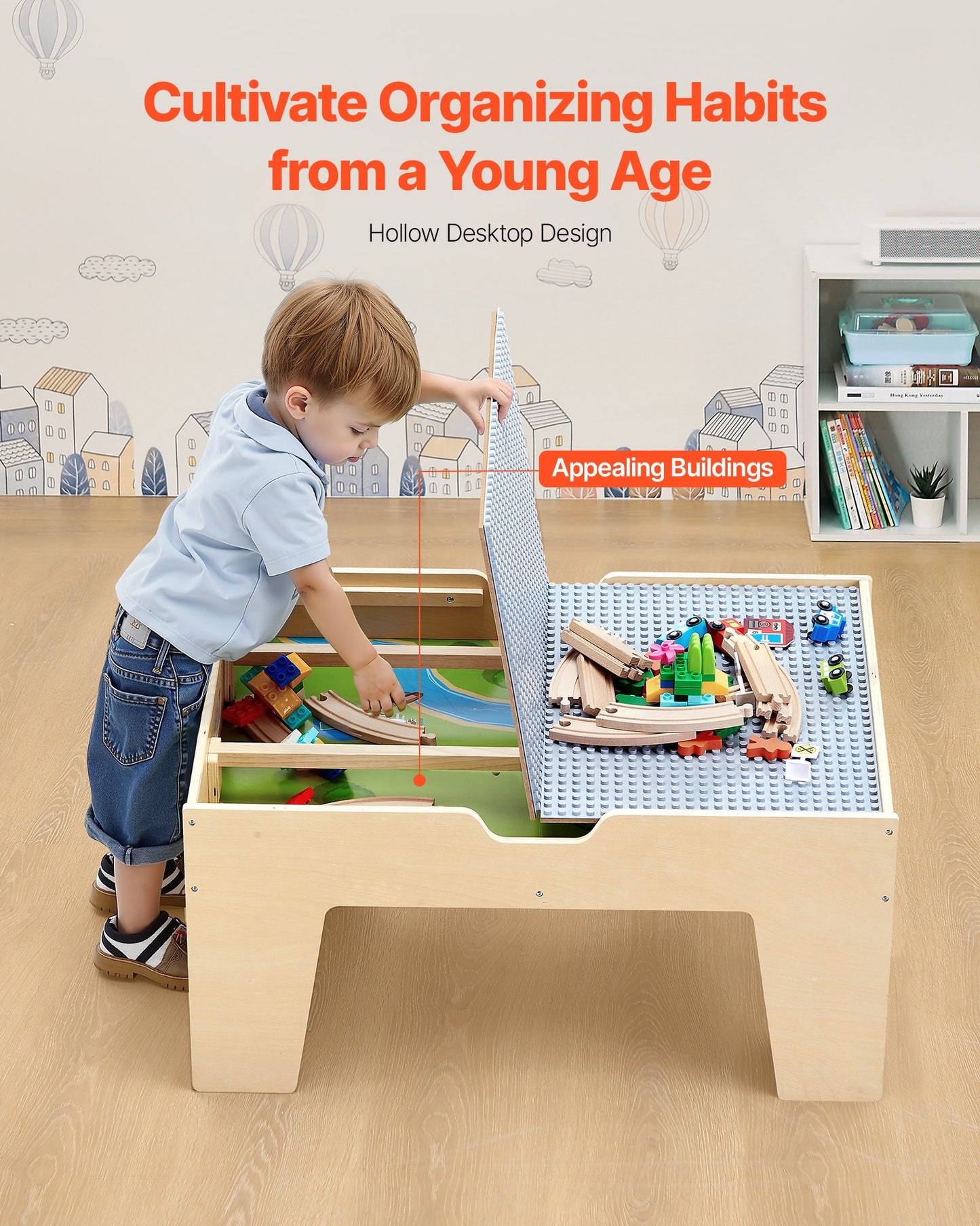 VEVOR Multi-Purpose Activity Play Table 290 Building Bricks & 30 Piece Accessories