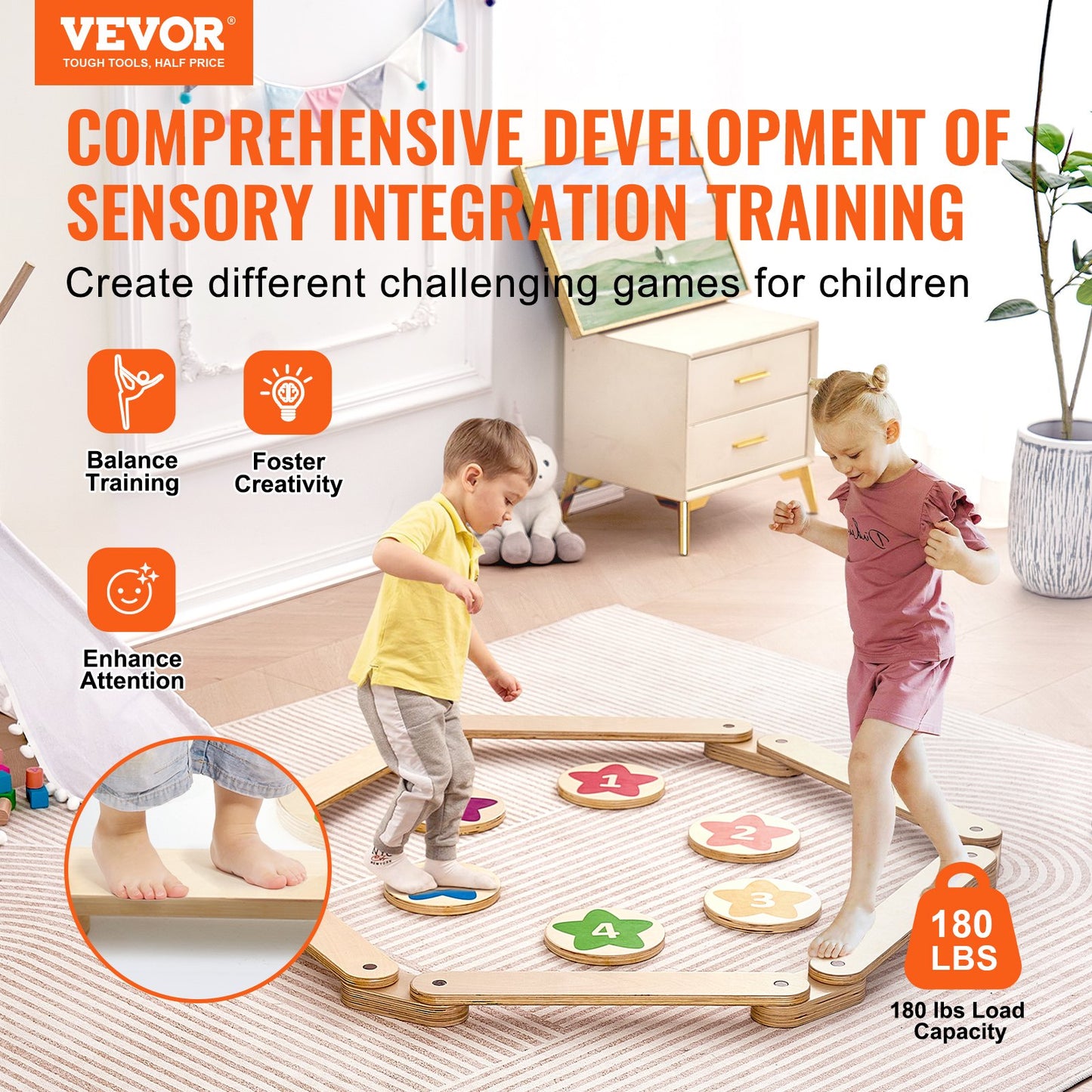 VEVOR Kids Balance Beam and Stepping Stones