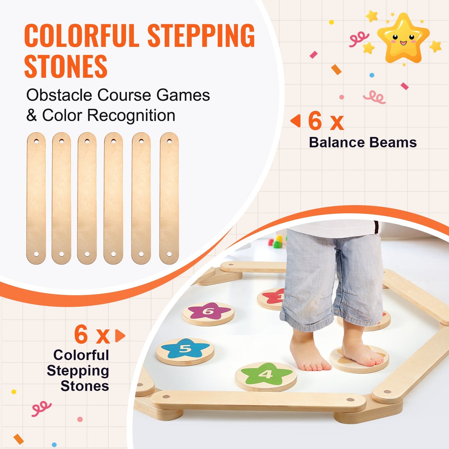 VEVOR Kids Balance Beam and Stepping Stones