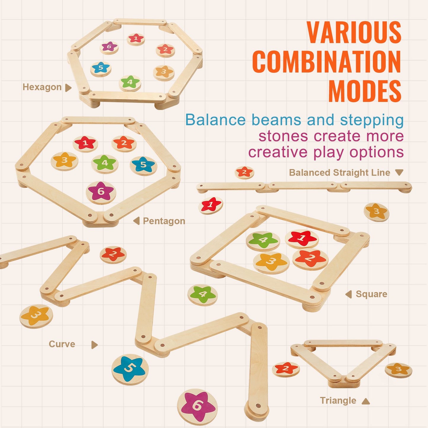 VEVOR Kids Balance Beam and Stepping Stones