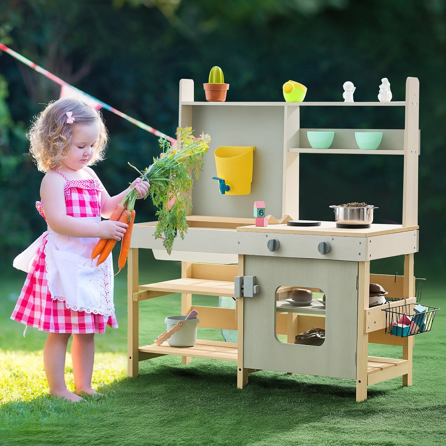VEVOR Wooden Mud Kitchen Outdoor Toy Play Kitchen Set